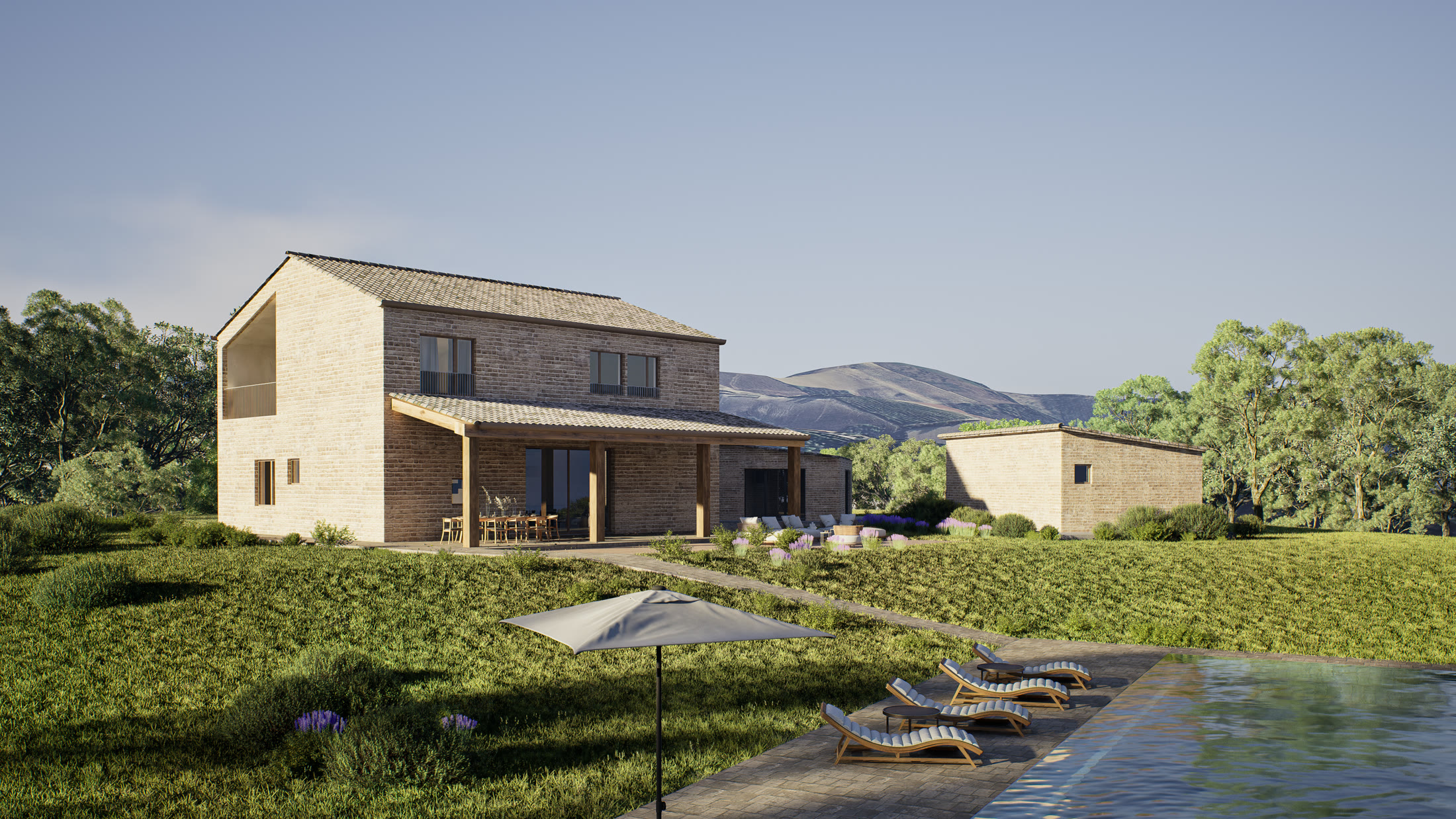 The stone farmhouse with infinity pool